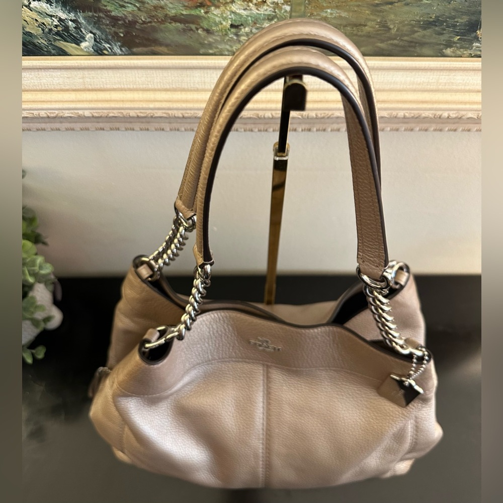 Coach Lexy Metallic Platinum Gold Triple Compartment Shoulder Bag EUC - Picture 7 of 14